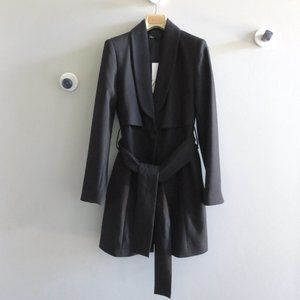 NWT ZARA BELTED BLAZER DRESS JACKET BLACK
